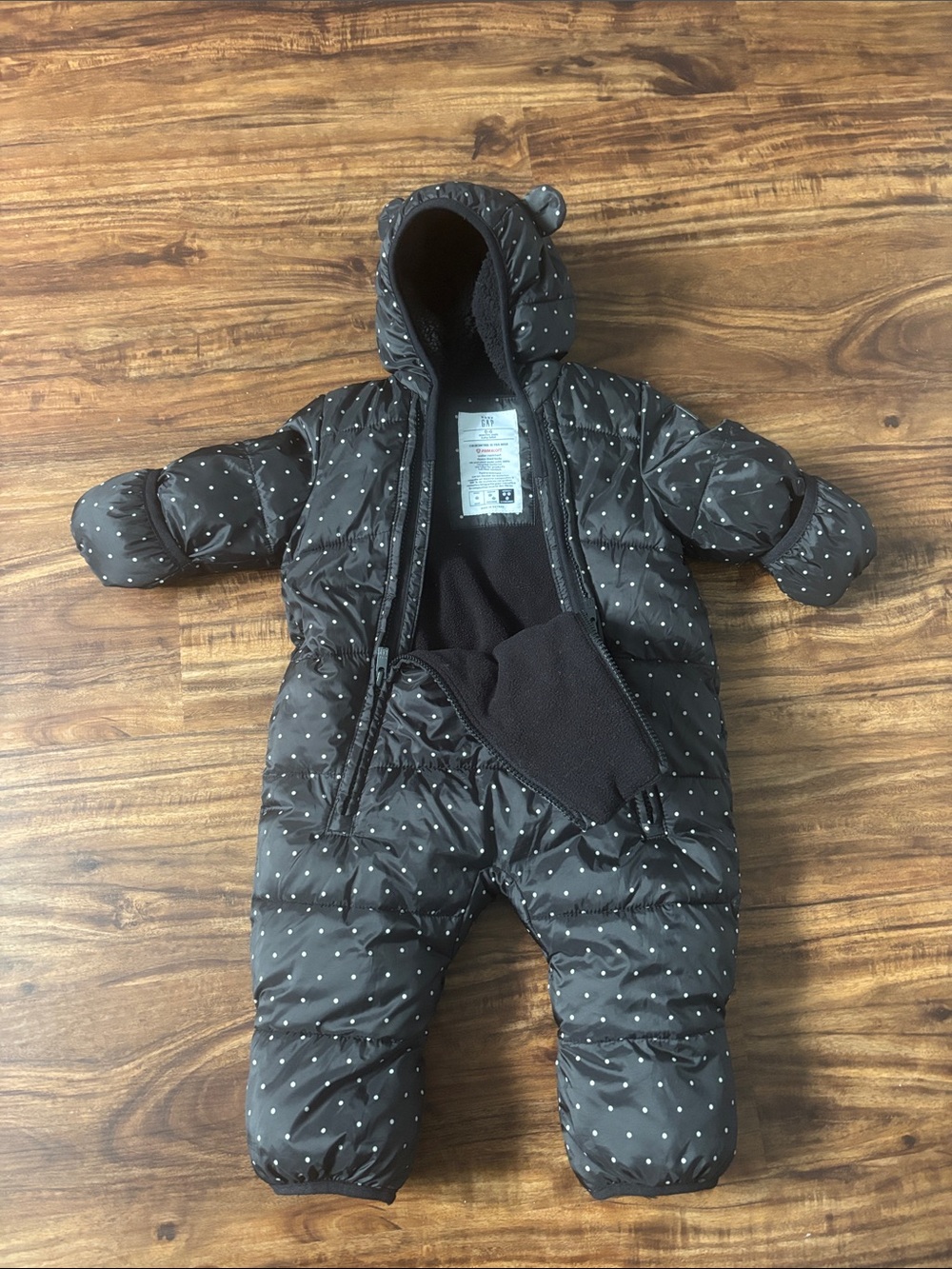 GAP Black Polka Dot Puffer One-Piece Footie